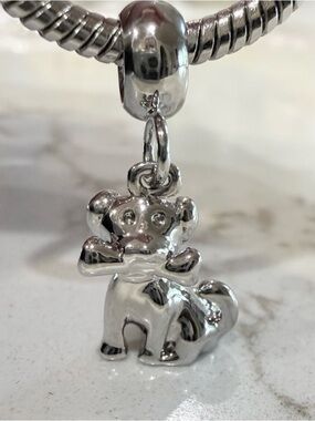 Puppy Dog with Bone Silver Charm